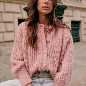 Sezane Emile Cardiagan in mottled pink, worn once